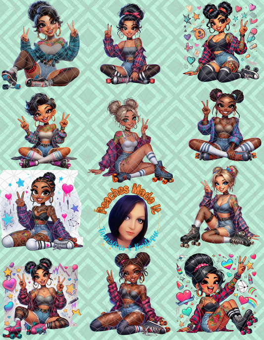 Roller Skate Girls PNG Bundle